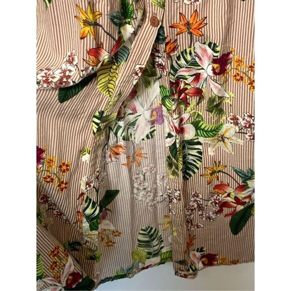 Body Glove Women's Floral Pinstriped Button Down Midi Dress Pink Size Large - Picture 6 of 7